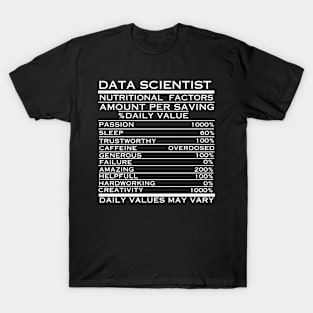 Data Scientist Nutritional  Factors Black T-Shirt